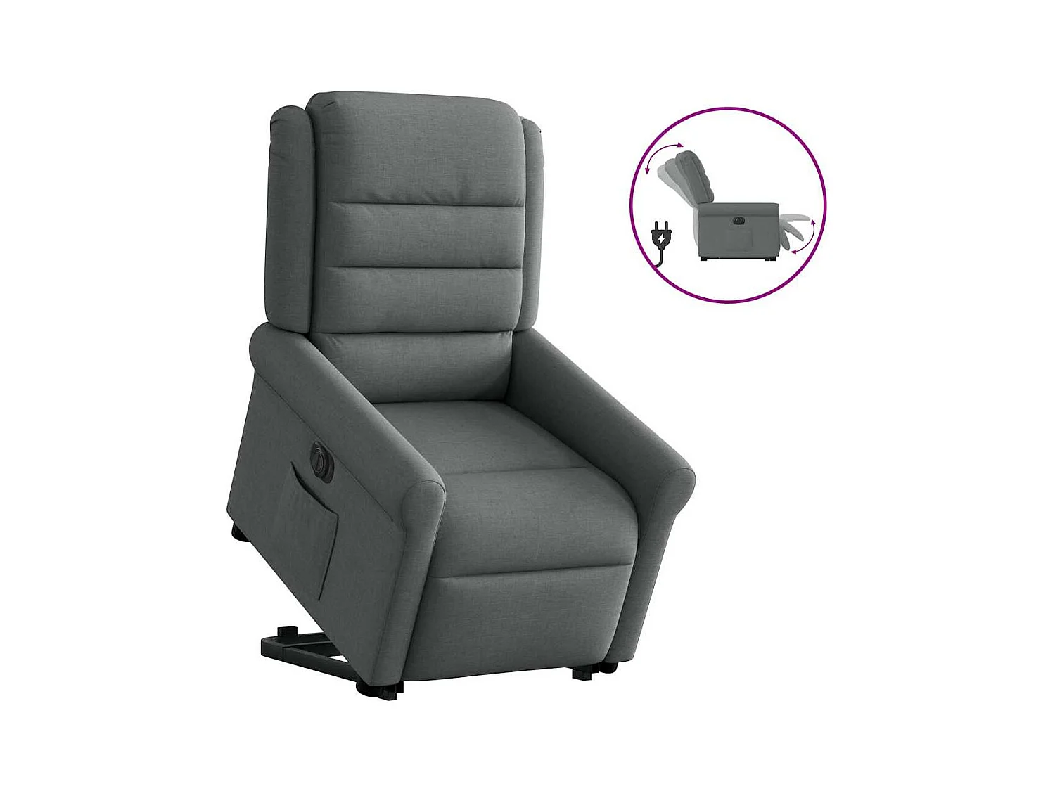 Silla de relax | Sillón eléctrico reclinable elevable de tela gris oscuro SHL2206