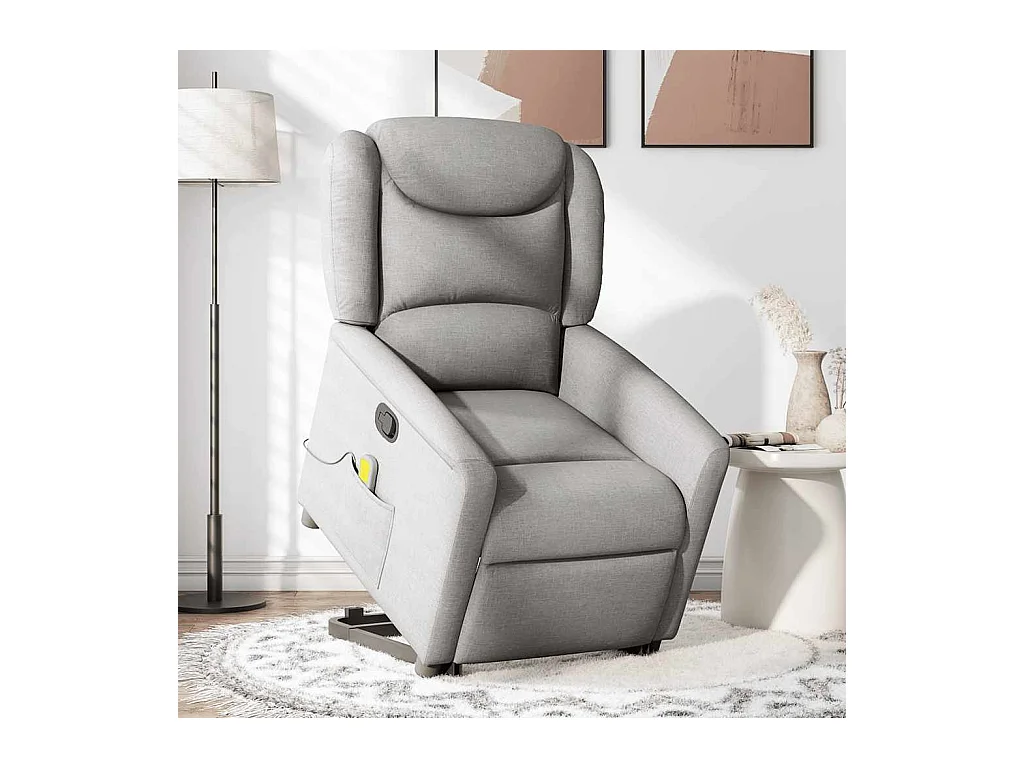 Fauteuil inclinable-Chaise de relax-Fauteuil de Massage gris nuage tissu SHL3871