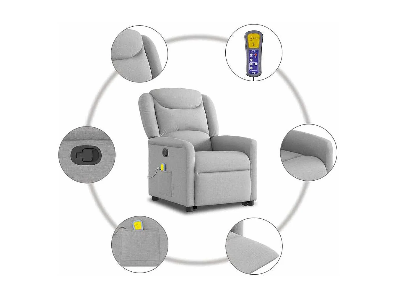 Fauteuil inclinable-Chaise de relax-Fauteuil de Massage gris nuage tissu SHL3871