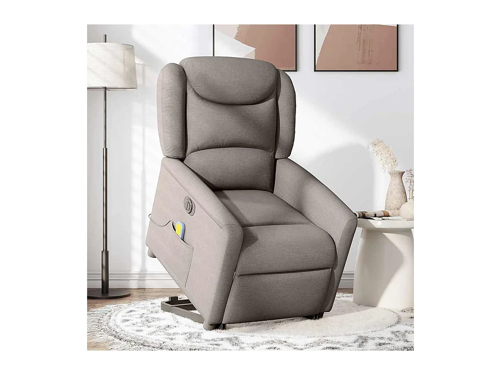 Fauteuil inclinable électrique-Chaise de relax-Fauteuil de Massage Taupe Tissu SHL4389