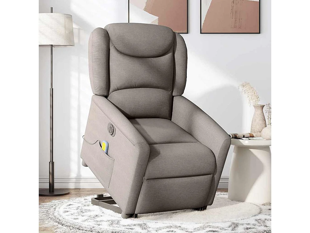 Fauteuil inclinable électrique-Chaise de relax-Fauteuil de Massage Taupe Tissu SHL4389