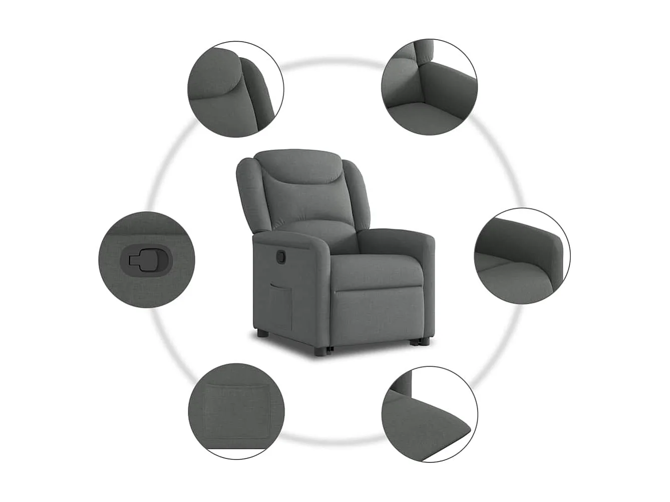 Sillón de relax | Silla | Sillón reclinable elevable de tela gris oscuro SHL6919