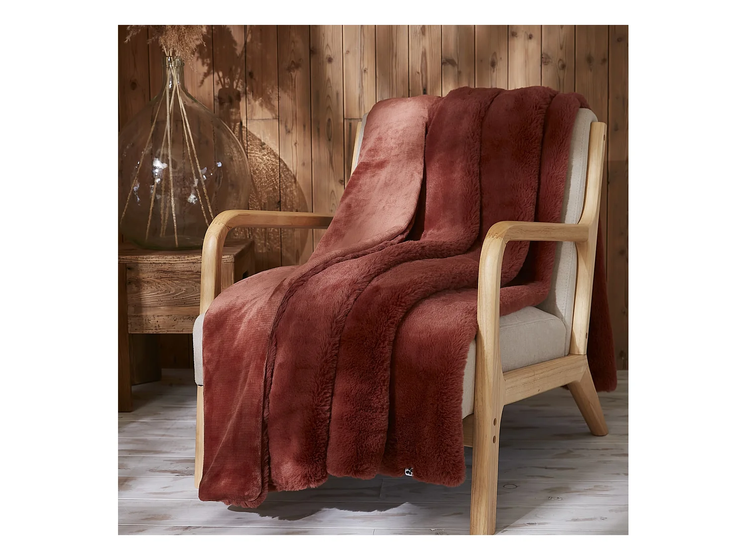 Plaid fourrure chaud terracotta 140x200 Odin