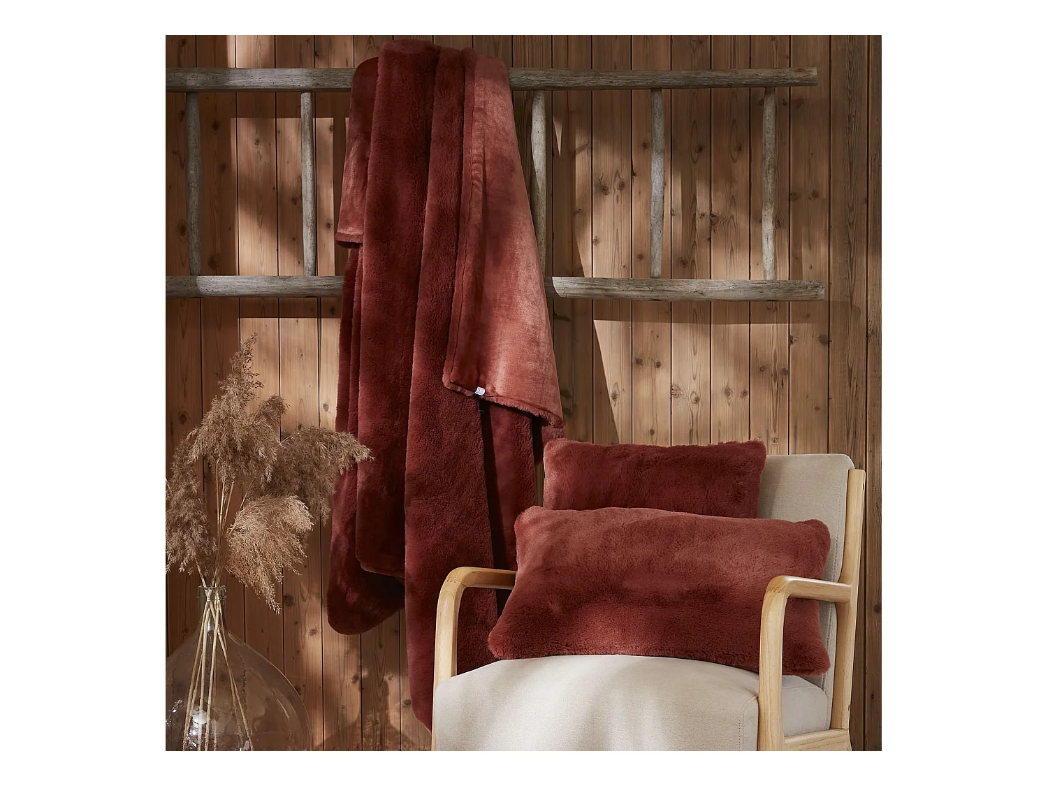 Plaid fourrure chaud terracotta 140x200 Odin