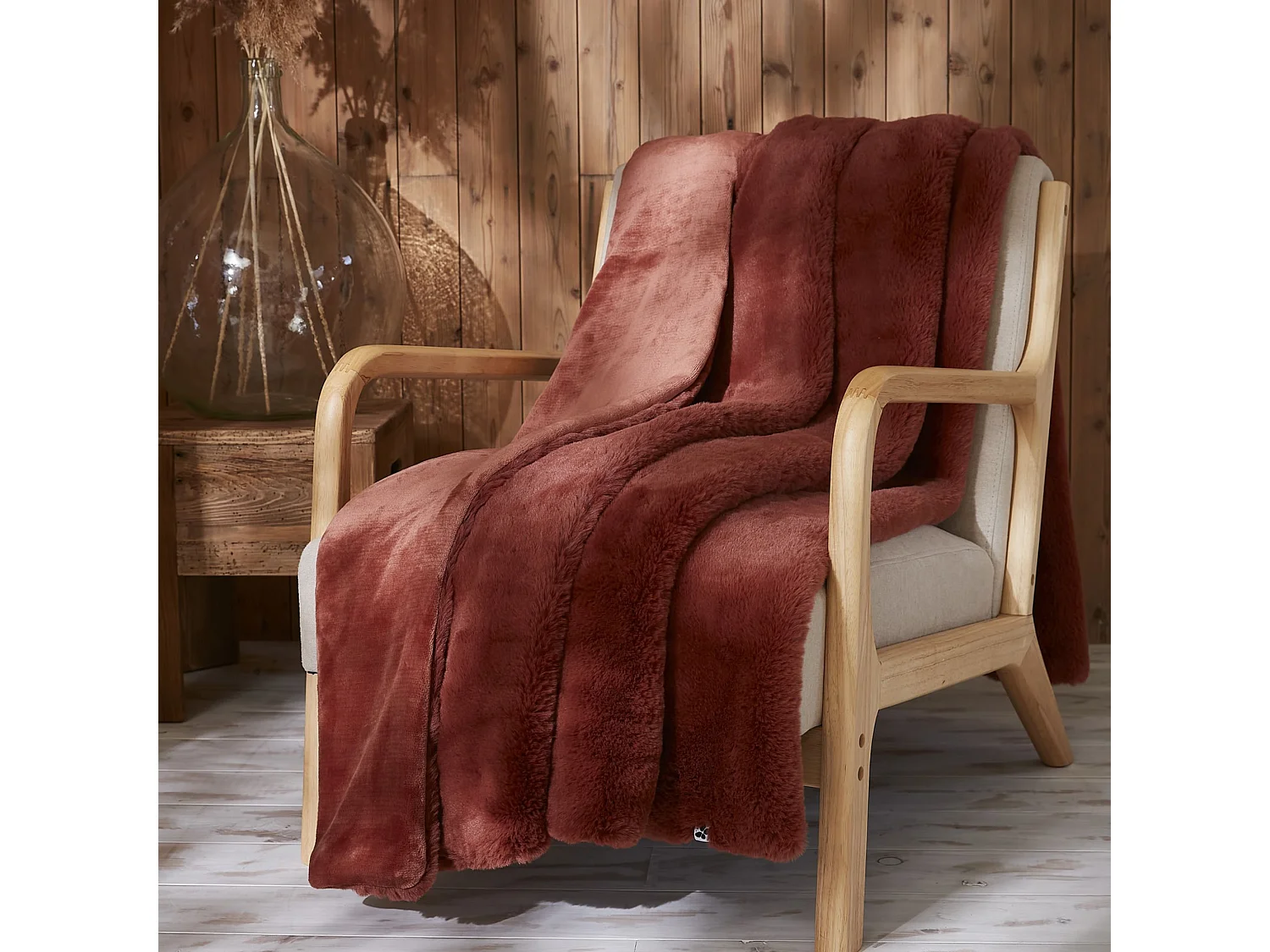 Plaid fourrure chaud terracotta 140x200 Odin