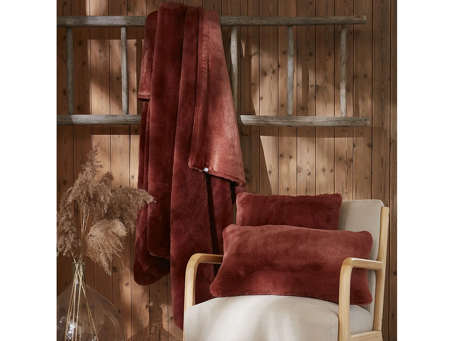 Plaid fourrure chaud terracotta 140x200 Odin