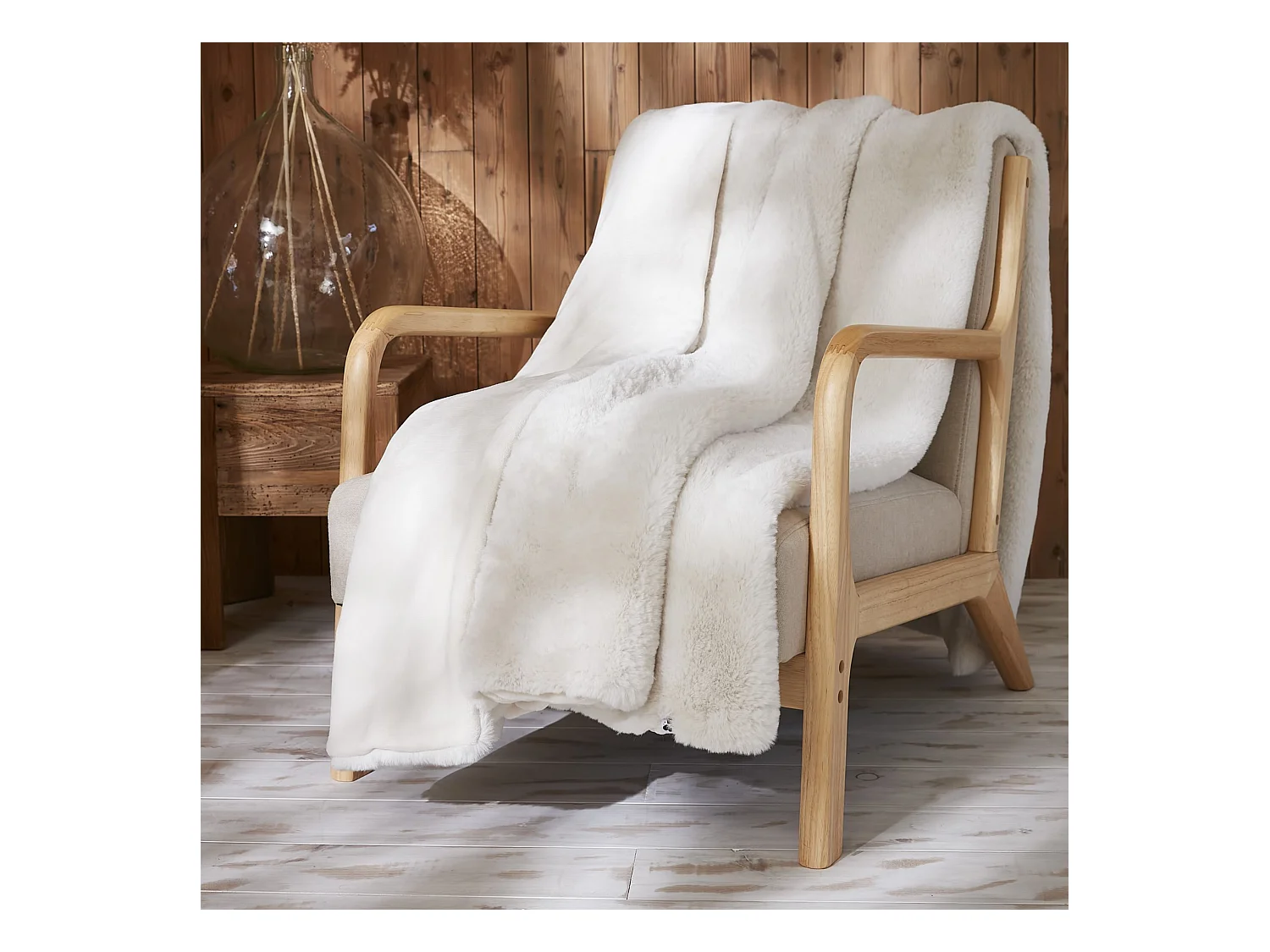 Plaid fourrure chaud blanc 140x200 Odin