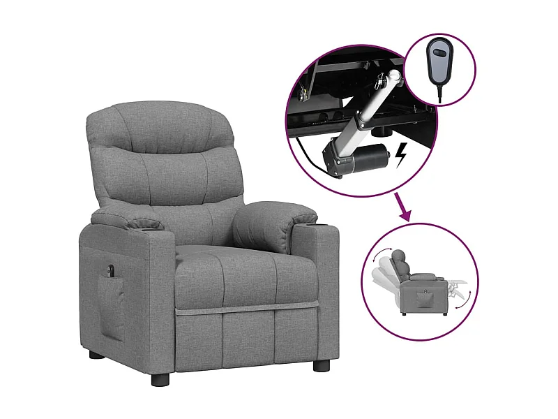Fauteuil inclinable électrique-Chaise de relax-Fauteuil salon Gris clair Tissu SHL2907