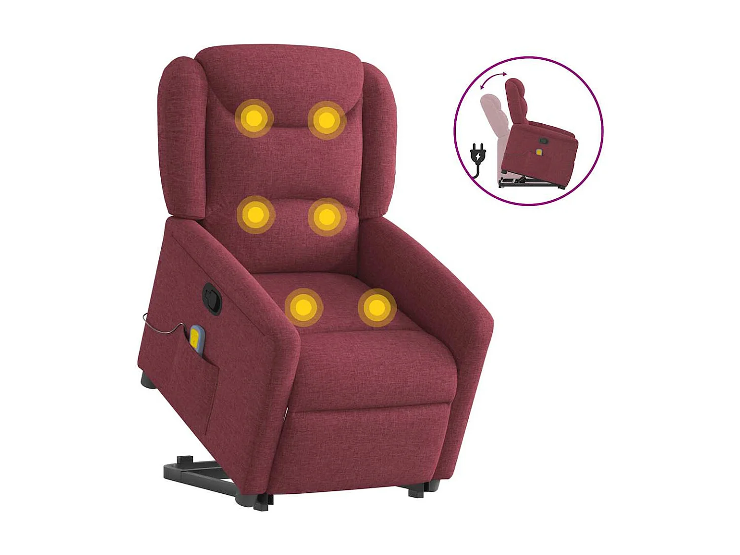 Fauteuil inclinable-Chaise de relax-Fauteuil de Massage Rouge bordeaux Tissu SHL2805