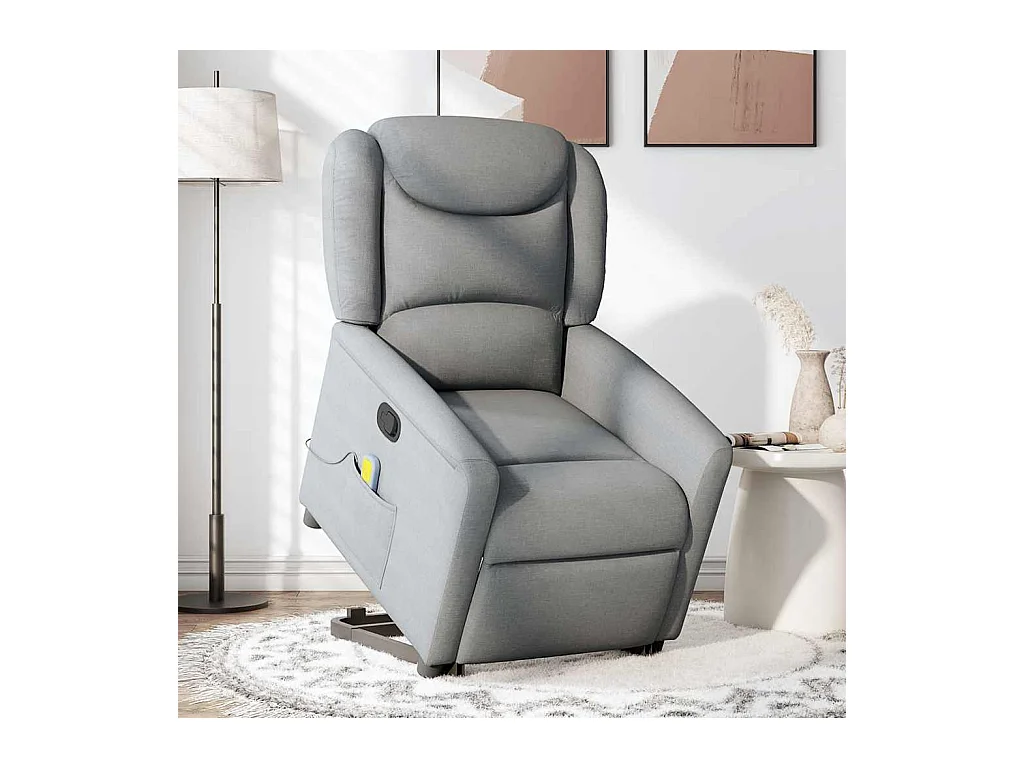 Fauteuil inclinable-Chaise de relax-Fauteuil de Massage Gris clair Tissu SHL5394