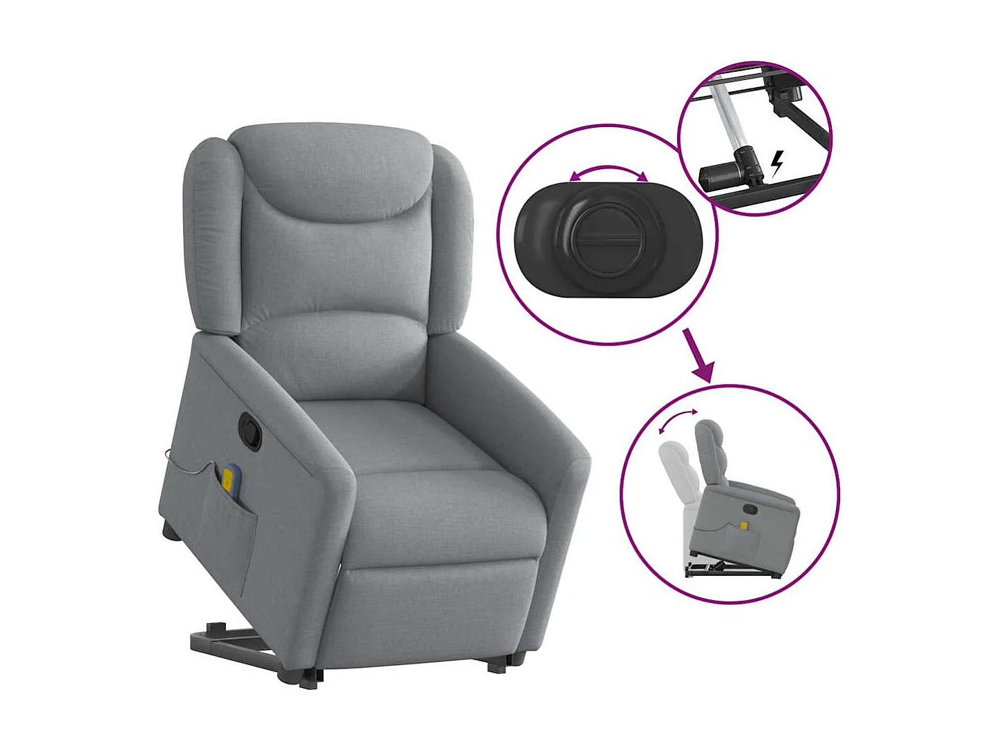 Sillón de salón | Silla | Sillón de masaje reclinable de pie de tela gris claro SHL7117