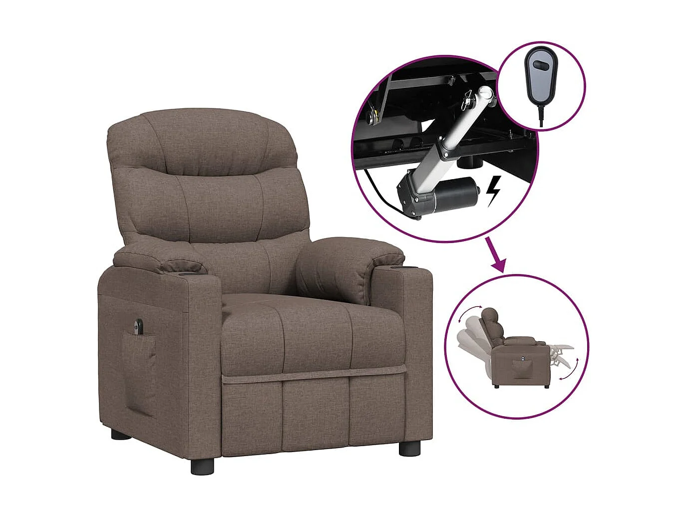 Fauteuil inclinable électrique-Chaise de relax-Fauteuil salon Taupe Tissu SHL1442