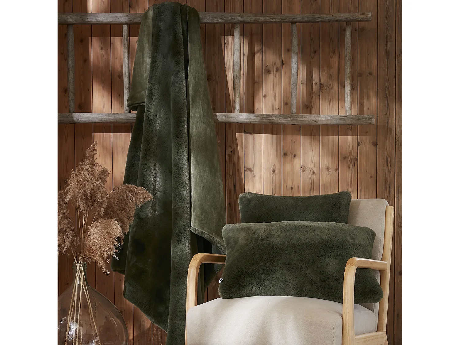 Plaid fourrure chaud kaki 140x200 Odin