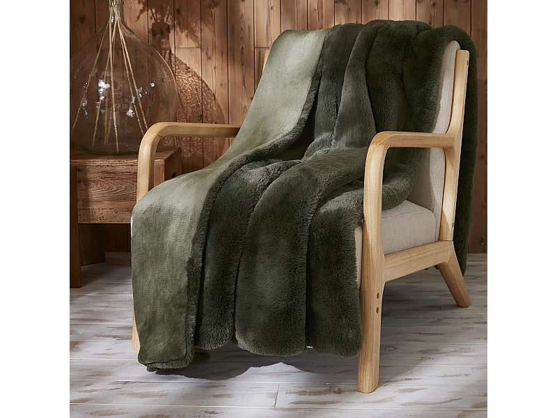 Plaid fourrure chaud kaki 140x200 Odin