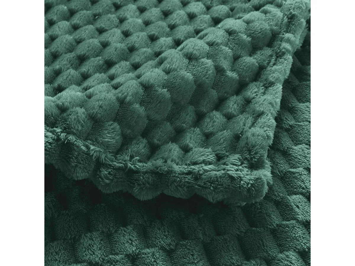 Plaid Flanelle en Relief "Mini Frosty" 125x150cm Vert Cèdre