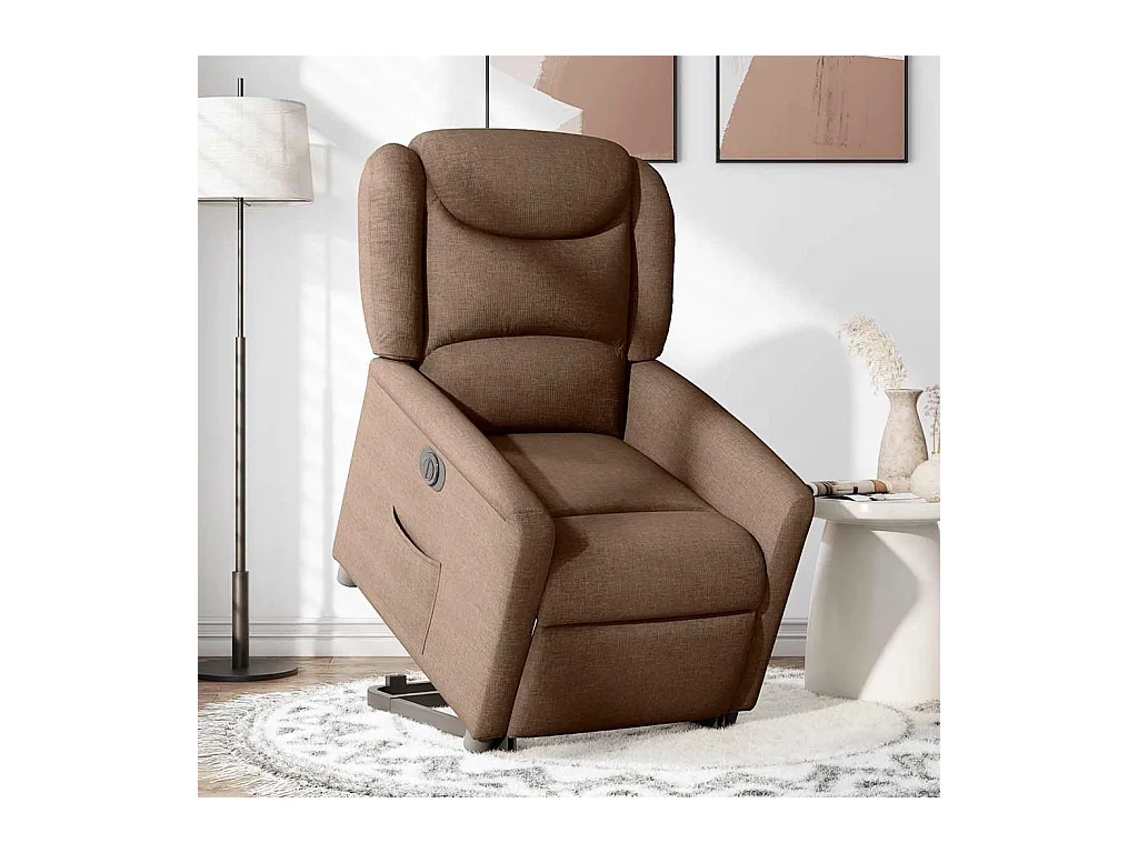 Fauteuil inclinable électrique-Chaise de relax-Fauteuil TV marron tissu SHL4060