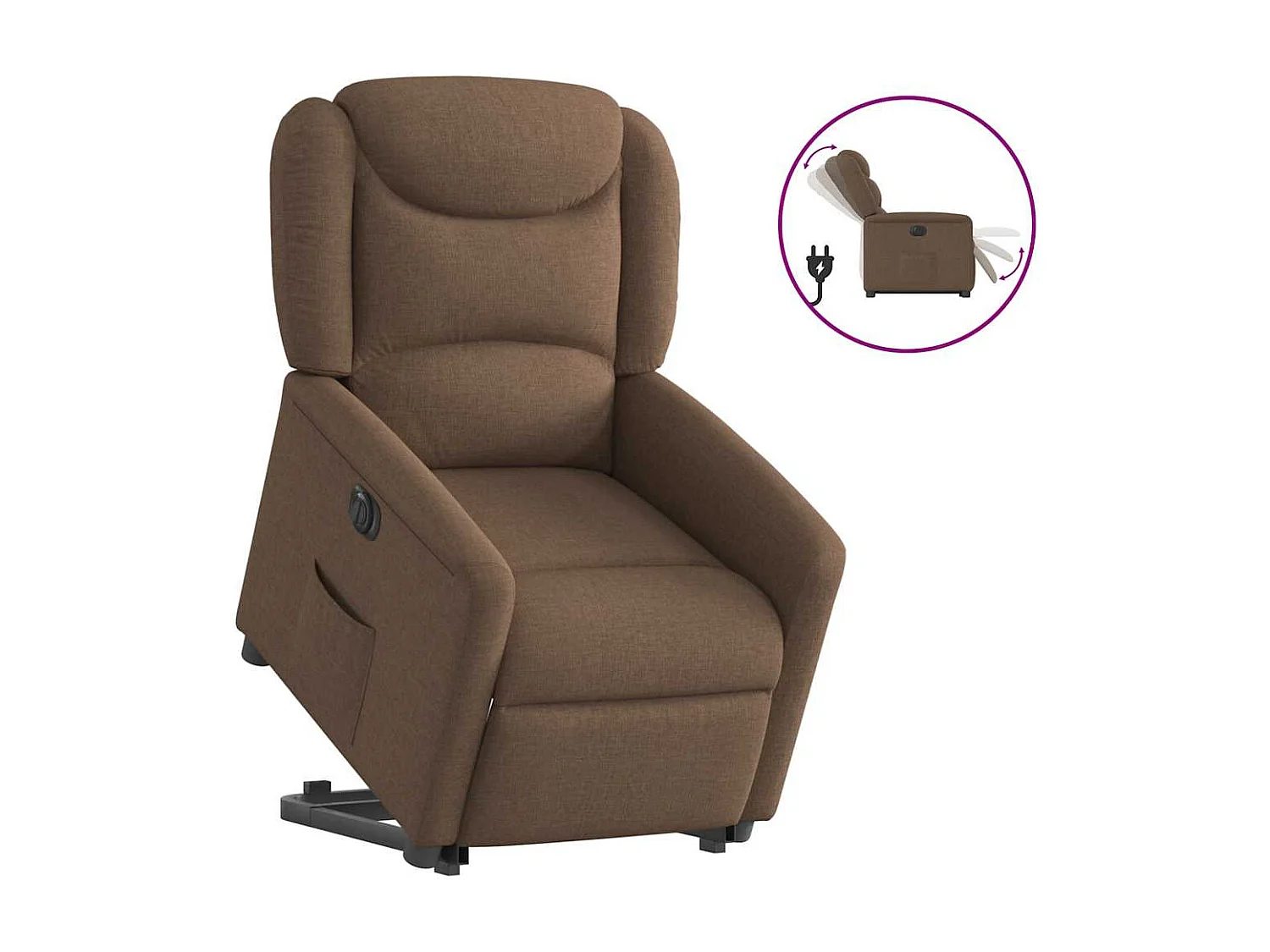 Fauteuil inclinable électrique-Chaise de relax-Fauteuil TV marron tissu SHL4060