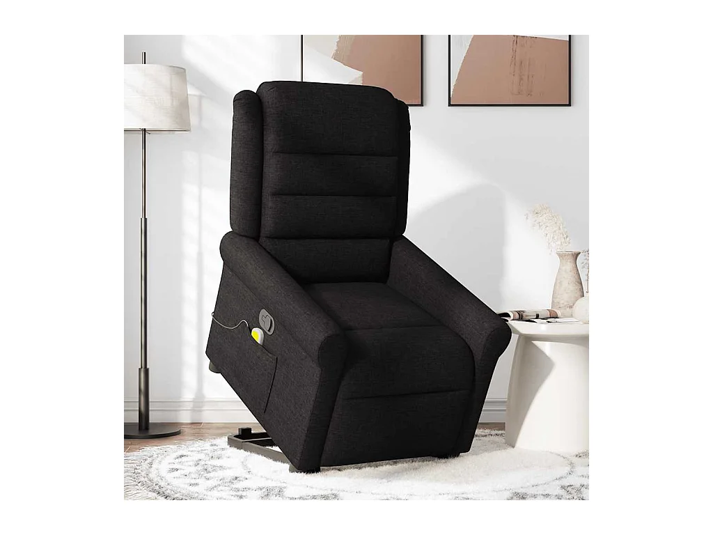 Poltrona de massagens reclinável elevatória tecido preto SHL217118