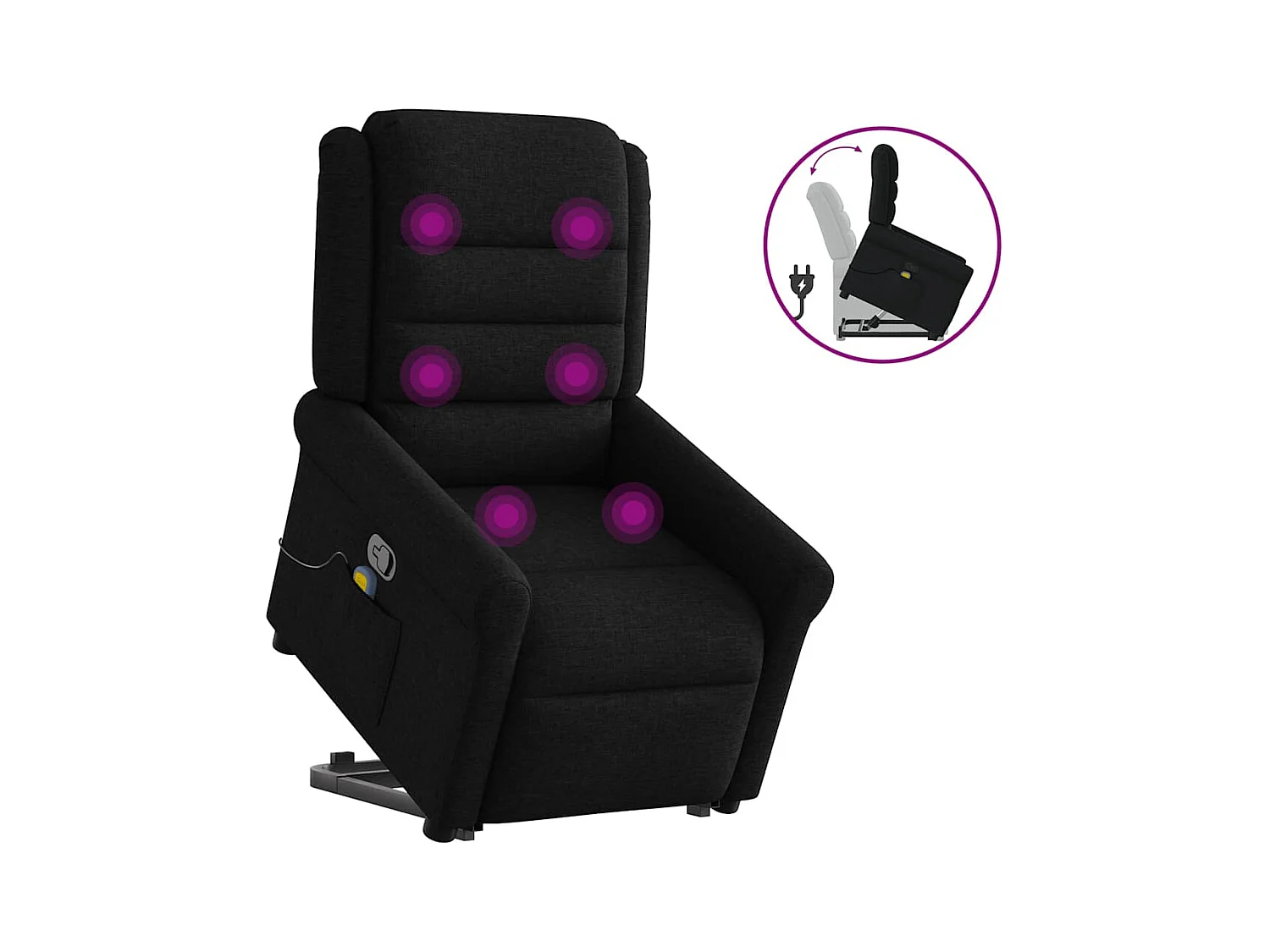 Sillón de relax | Sillón reclinable de masaje elevable tela negro SHL7707