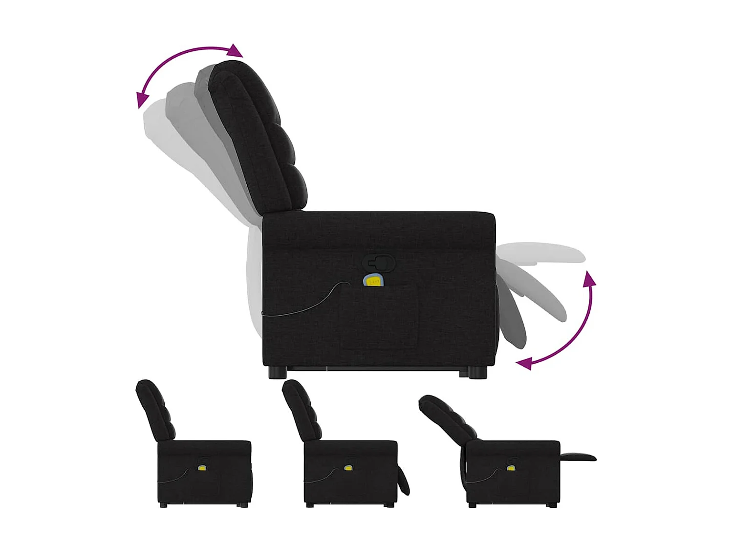 Sillón de relax | Sillón reclinable de masaje elevable tela negro SHL7707