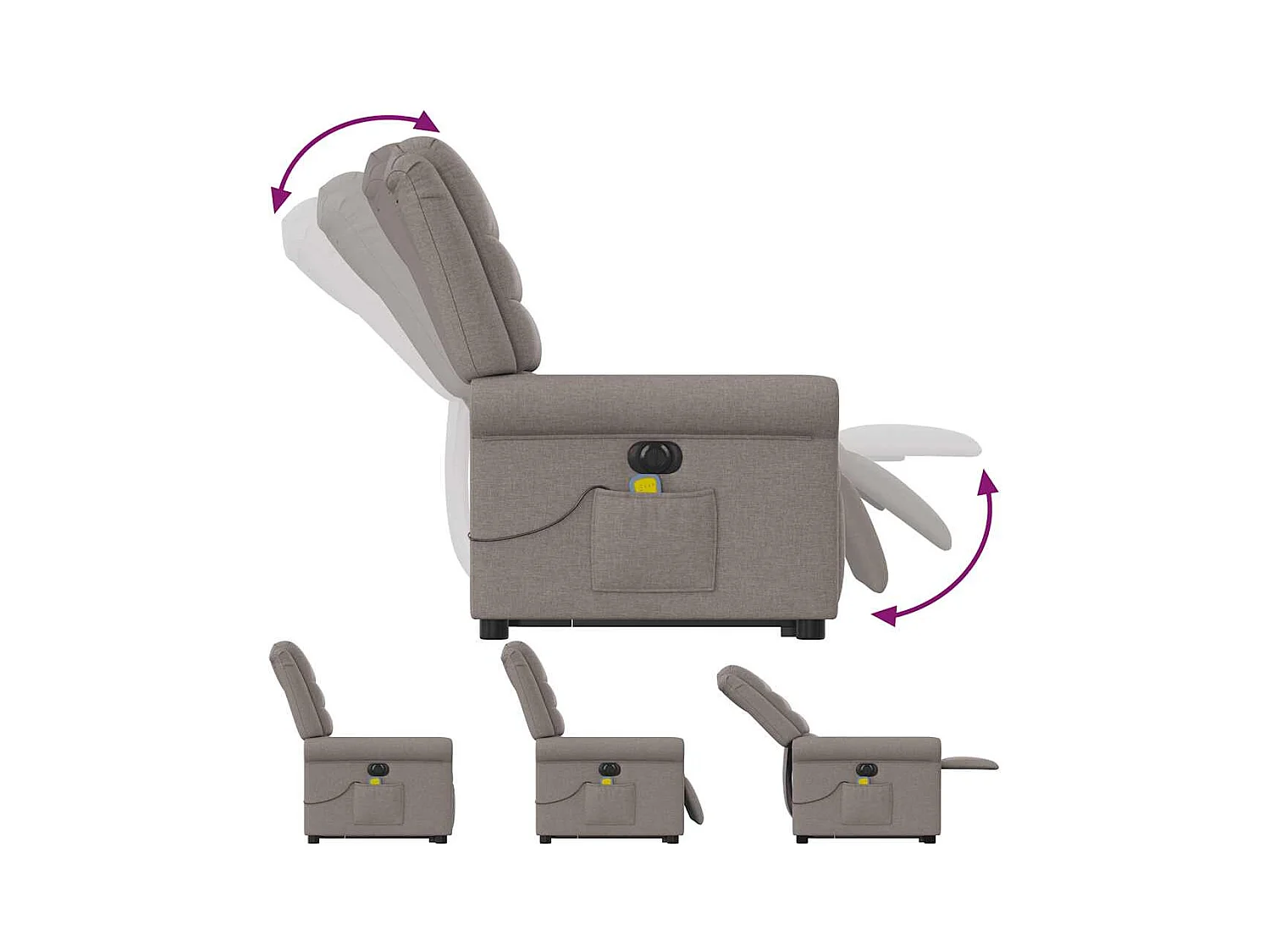 Sillón de salón | Silla | Sillón de masaje eléctrico reclinable elevable tela taupé SHL6192