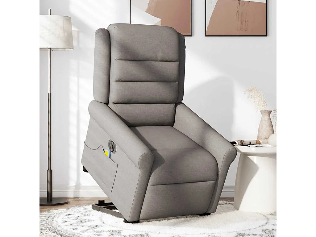 Relaxsessel | Elektrischer Massagesessel mit Aufstehhilfe Taupe Stoff SHL49446