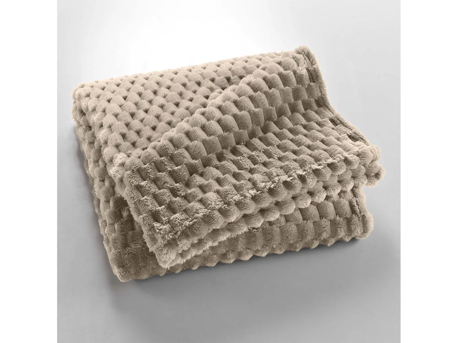 Plaid polaire cocooning 125x150 taupe Mini Frosty