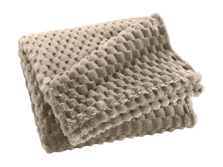 Plaid Flanelle en Relief "Mini Frosty" 125x150cm Taupe