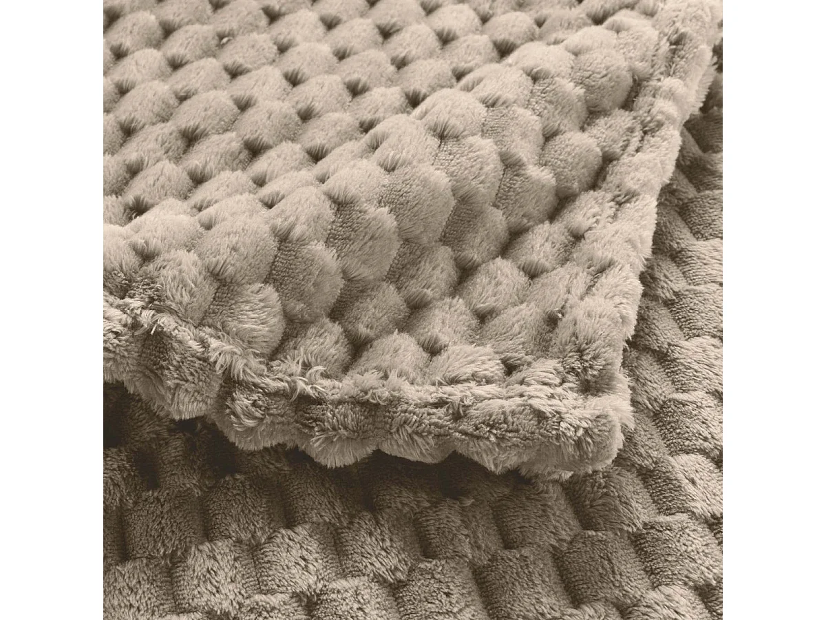 Plaid Flanelle en Relief "Mini Frosty" 125x150cm Taupe