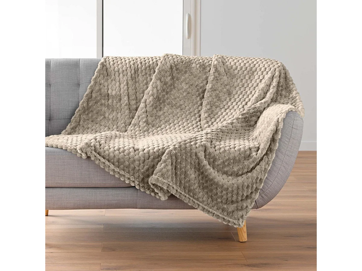 Plaid Flanelle en Relief "Mini Frosty" 125x150cm Taupe