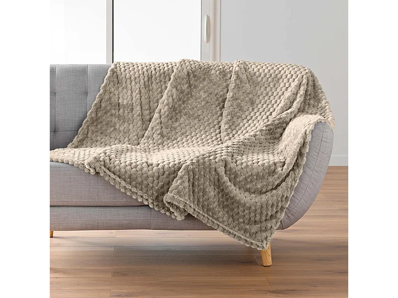 Plaid polaire cocooning 125x150 taupe Mini Frosty