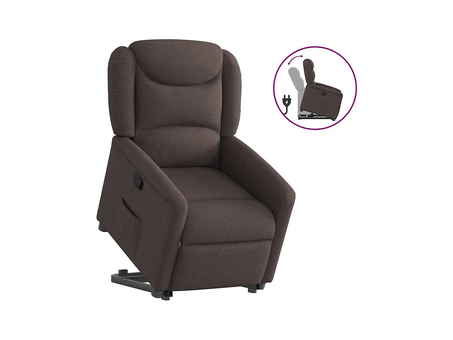 Sillón de relax | Silla | Sillón reclinable elevable tela marrón oscuro SHL5001
