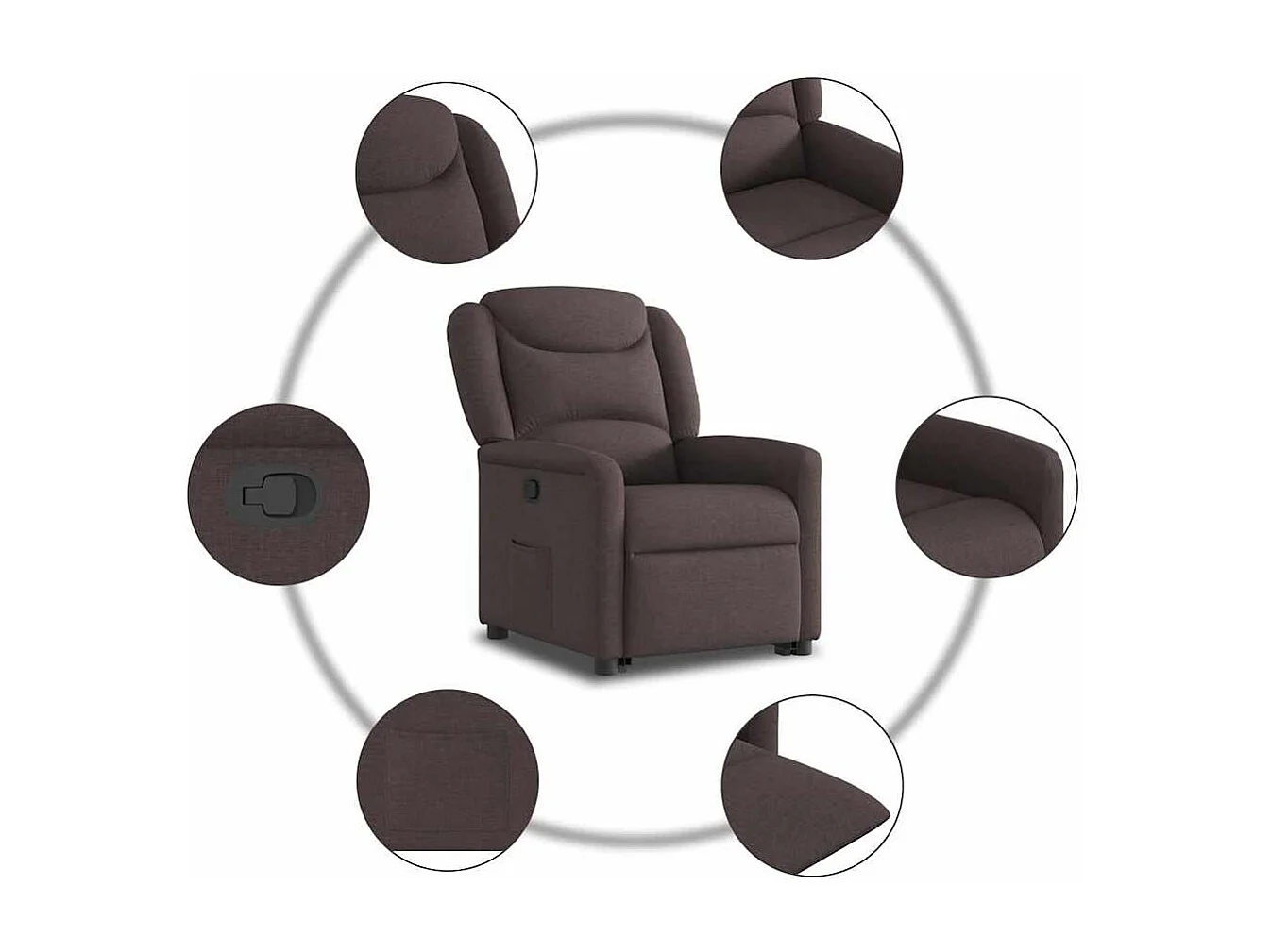 Sillón de relax | Silla | Sillón reclinable elevable tela marrón oscuro SHL5001