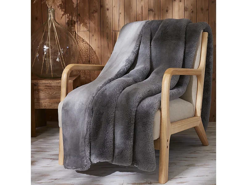 Plaid fourrure chaud gris 140x200 Odin