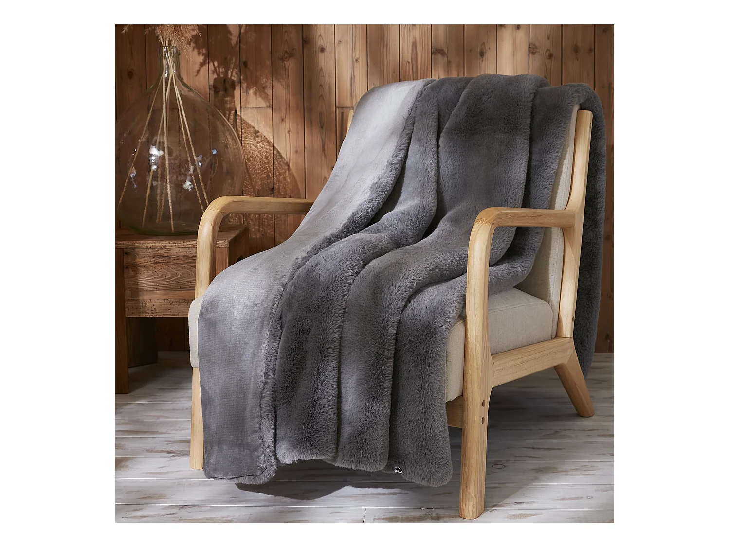 Plaid fourrure chaud gris 140x200 Odin