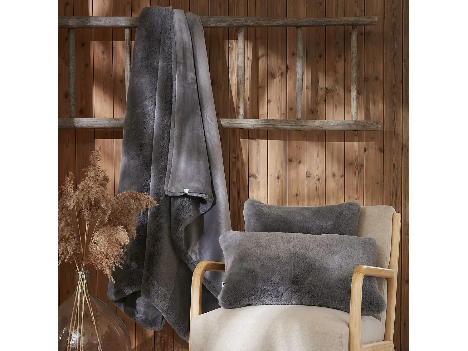 Plaid fourrure chaud gris 140x200 Odin