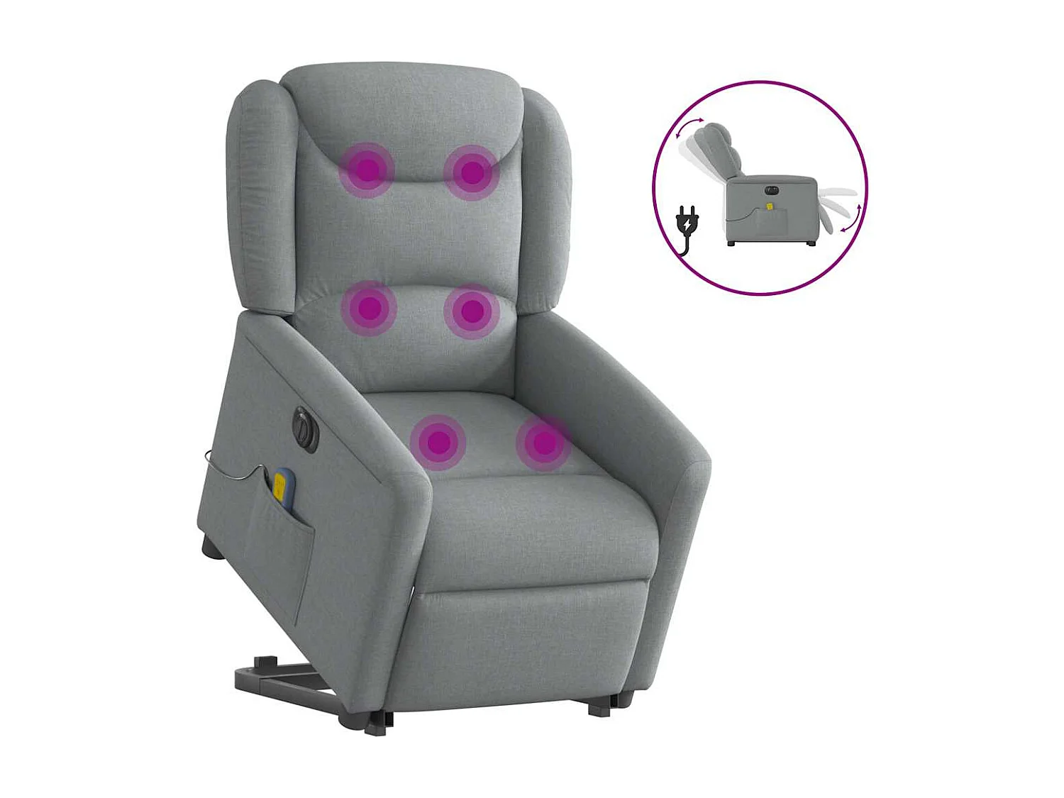Fauteuil inclinable électrique-Chaise de relax-Fauteuil de Massage Gris clair Tissu SHL2582