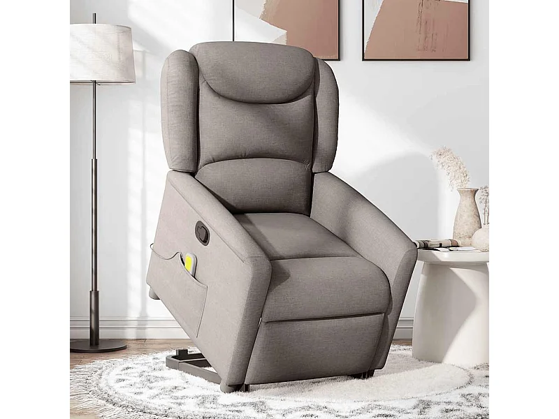 Sillón de relax | Sillón reclinable de masaje elevable tela gris taupé SHL3095