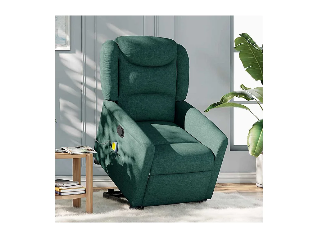 Fauteuil inclinable-Chaise de relax-Fauteuil de Massage Vert foncé Tissu SHL1065