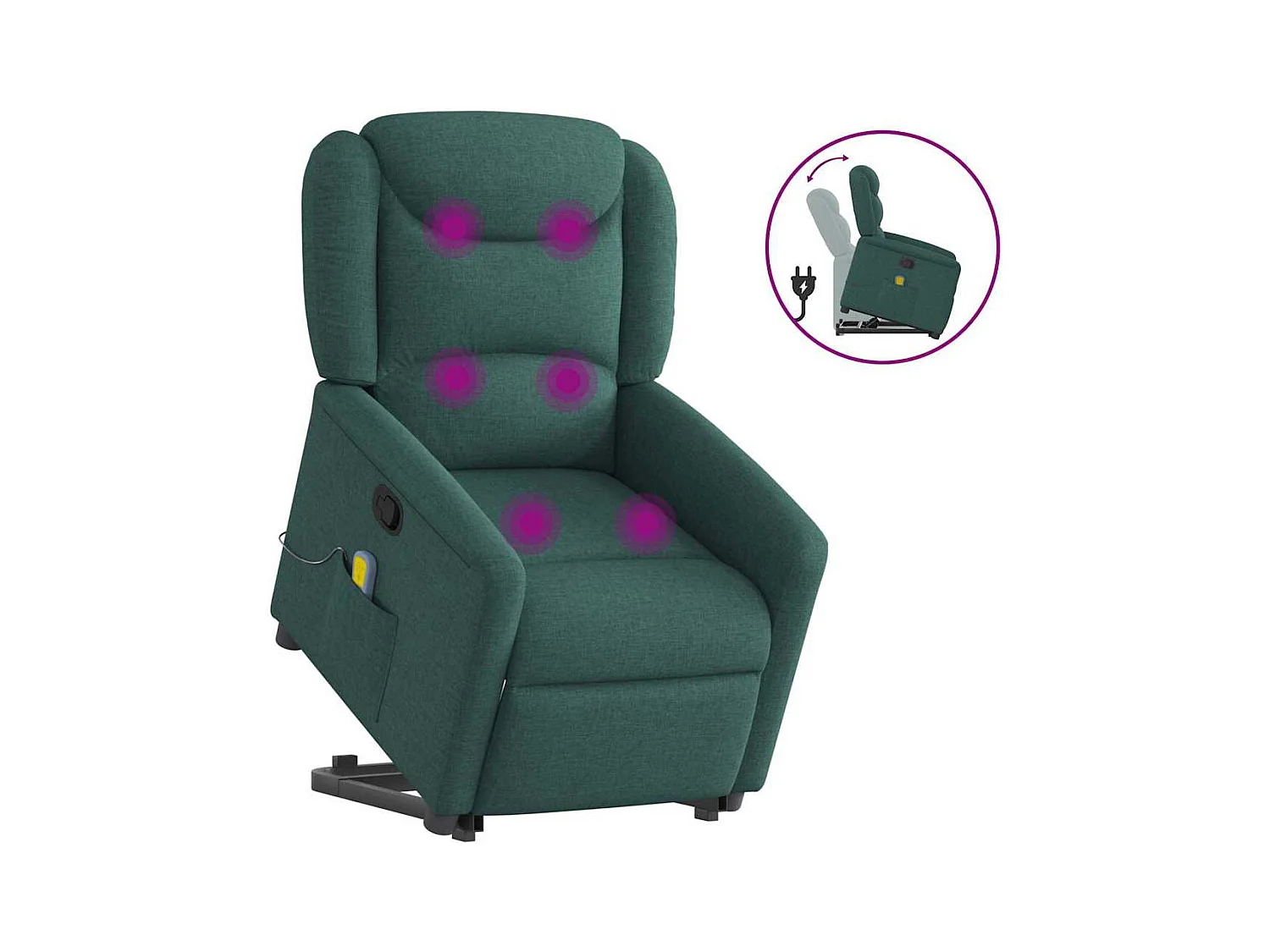 Silla de masaje reclinable de pie de tela verde oscura SHL8813