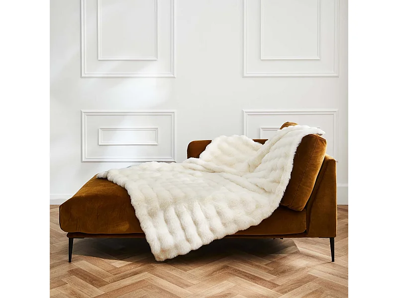 Plaid fourrure chaud naturel 125x150 Mounty