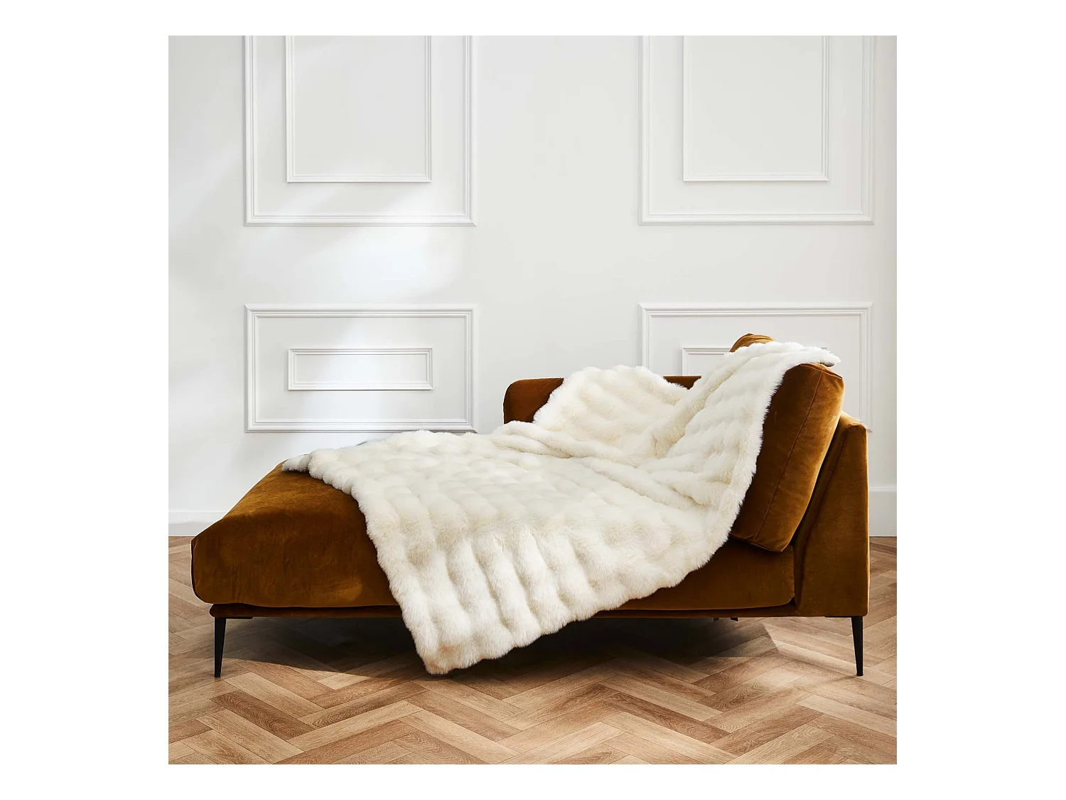 Plaid fourrure chaud naturel 125x150 Mounty