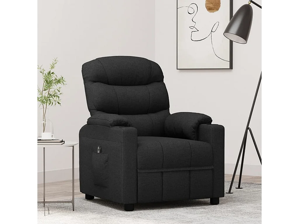 Fauteuil inclinable électrique-Chaise de relax-Fauteuil salon Noir Tissu SHL4369