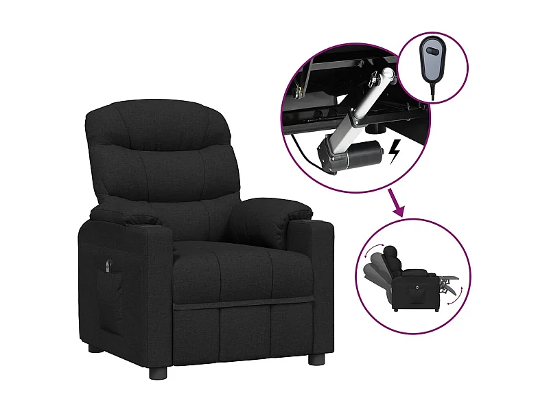 Sillón de relax | Silla | Sillón reclinable eléctrico de tela negro SHL5180