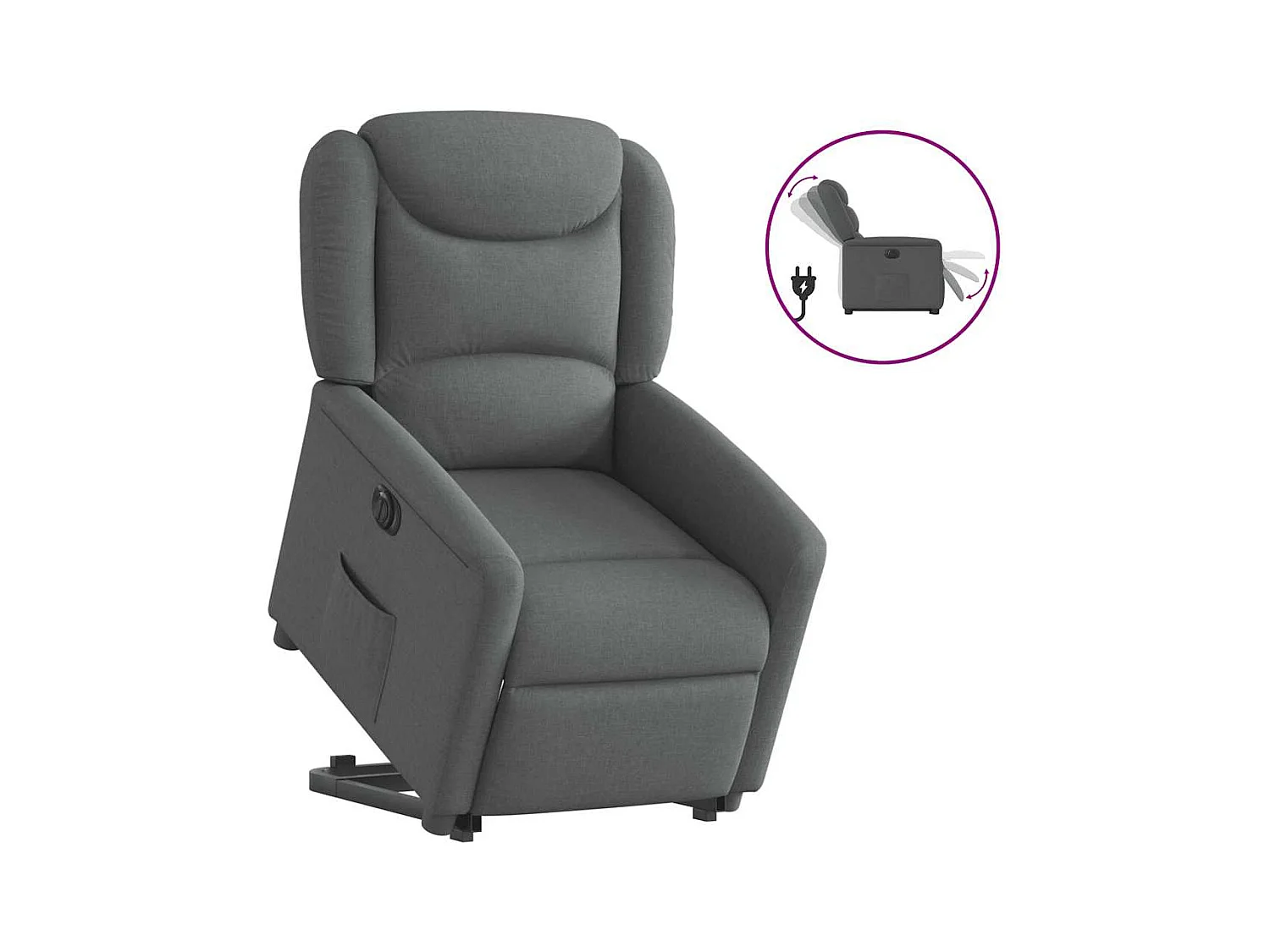Silla de relax | Sillón eléctrico reclinable elevable de tela gris oscuro SHL2874