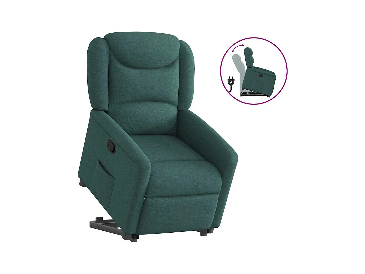 Fauteuil inclinable-Chaise de relax-Fauteuil TV vert foncé tissu SHL4407
