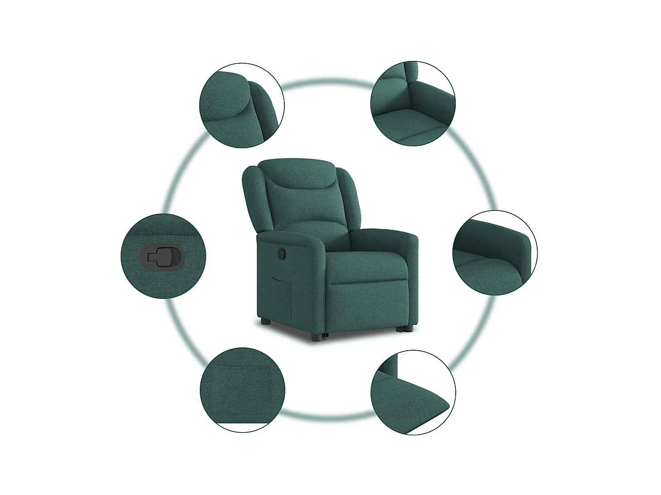 Sillón de relax | Silla | Sillón reclinable elevable tela verde oscuro SHL7857
