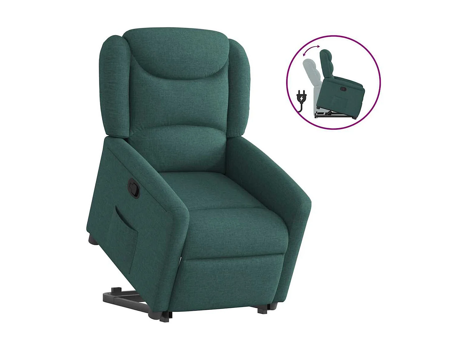Fauteuil inclinable-Chaise de relax-Fauteuil TV vert foncé tissu SHL4407