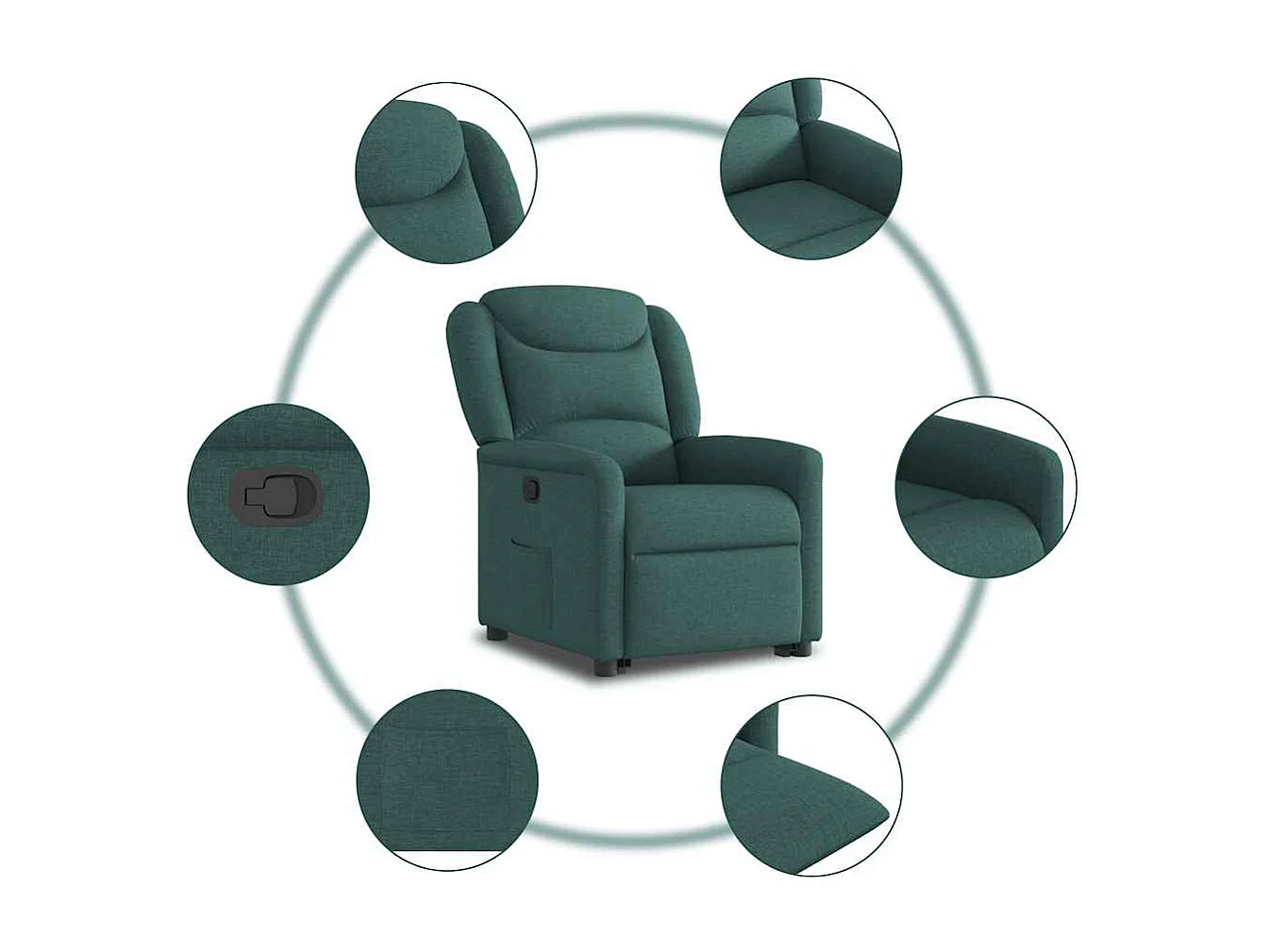 Fauteuil inclinable-Chaise de relax-Fauteuil TV vert foncé tissu SHL4407