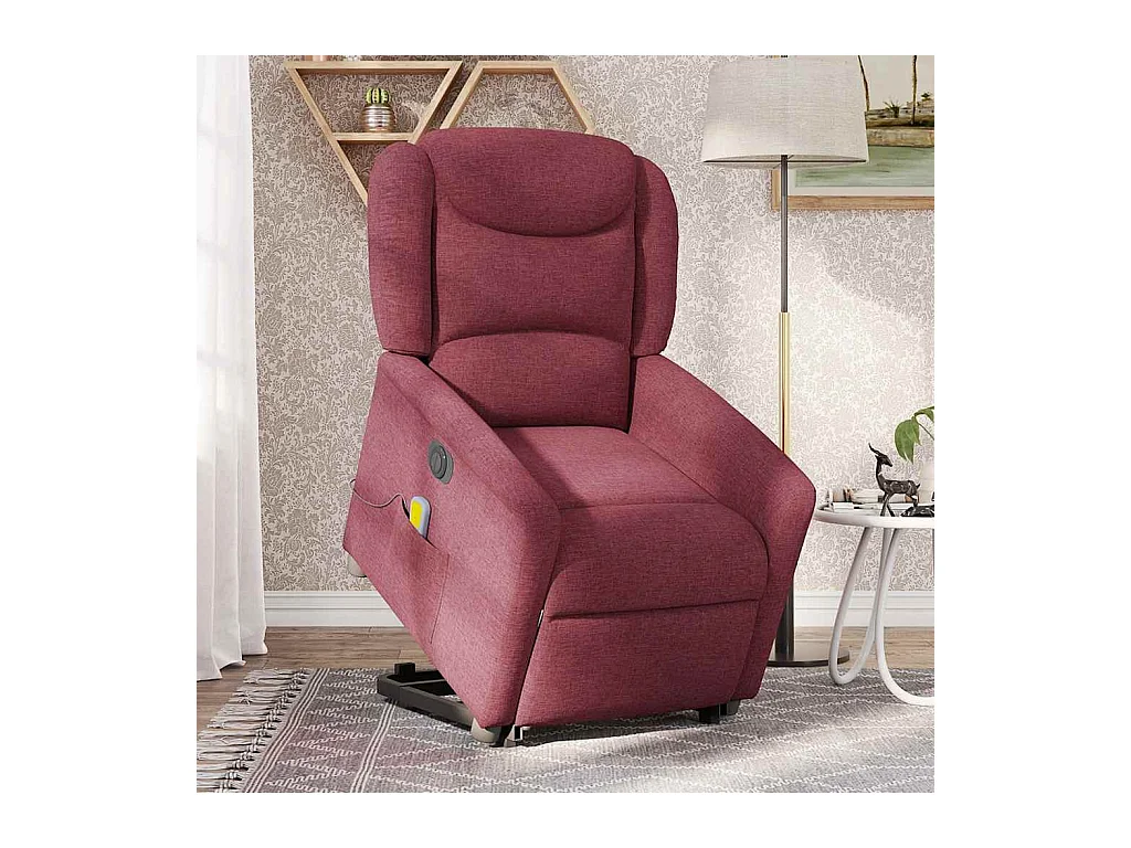 Fauteuil inclinable électrique-Chaise de relax-Fauteuil de Massage Rouge bordeaux Tissu SHL1967